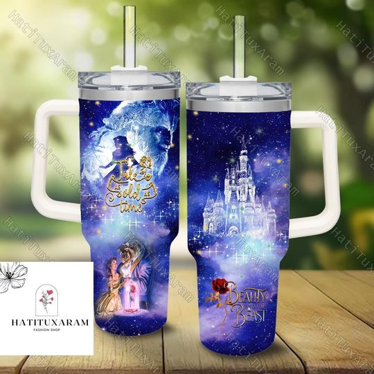 Halloween Beauty Beast Castle Tumbler, Belle 40oz Tumbler, Tale As Old As Time, Drinkware Tumbler, Beauty And Beast, Princess Gift