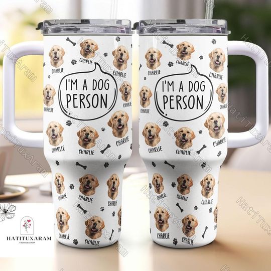 Discover Personalized Photo Tumbler With Handle, 40oz Stainless Tumbler, Picture On Tumbler, Custom Drinkware Tumbler, Tumbler With Face