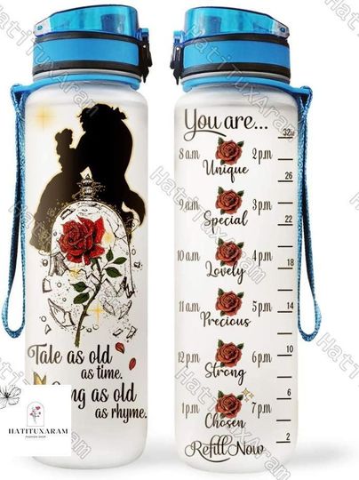 Discover Halloween Beauty And The Beast Bottle, Disney Princess Bottle, Rose In The Bottle, Tale as Old as Time, Belle Princess Drink Bottle