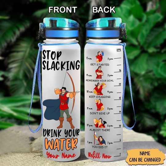 Gaston Water Bottle, Beauty And Beast Bottle, Tale As Old As Time, Personalized Bottle, Gaston Water Tracker Bottle, Princess Belle