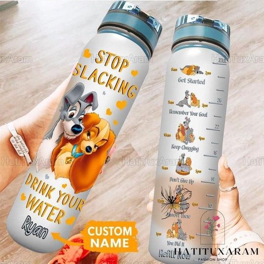 Discover Lady And Tramp Water Bottle, Disney Dogs Drink Bottle, Custom 32oz Water Bottle, Gifts Idea, Dogs Motivational Bottle, Magic Kingdom