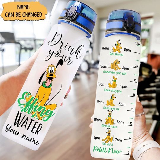Discover Pluto Water Bottle, Disney Pluto Bottle, Personalized Pluto Bottle, Disney Water Bottle, Daily Water Tracker, 32oz Water Bottle