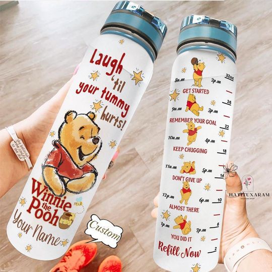 Pooh Water Bottle Tracker, Disneyland 32oz Water Bottle, Pooh Bear Bottle, Winnie Pooh Bottle, Personalized Bottle, Pooh Drink Bottle