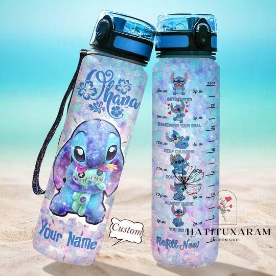 Discover Stitch Water Tracker Bottle, Personalized Stitch Bottle, Stitch Bottle, Stitch 32Oz Water Bottle, Stitch Ohana Means Family Bottle