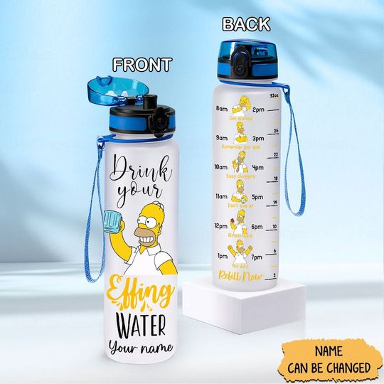 Homer Simpson Water Bottle, The Simpsons Bottle, Personalized Bottle, Cartoon Water Bottle, Gift For Him, Bottle Gifts For Kids