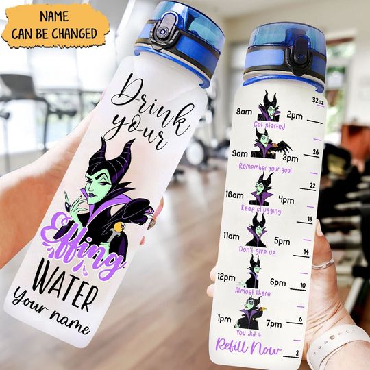 Discover Maleficent Water Bottle Tracker, Sleeping Beauty, Maleficent Drink Bottle, Disney Villains Bottle, Personalized Bottle, Disney Halloween