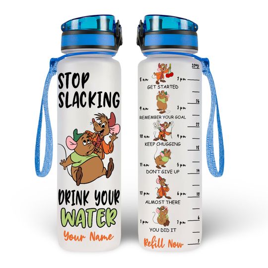 Discover Jaq And Gus Bottle With Time Marker, Gus Gus Mouse 32OZ Water Bottle, Personalized Bottle, Disneyland Bottle, Cinde Mouse Bottle