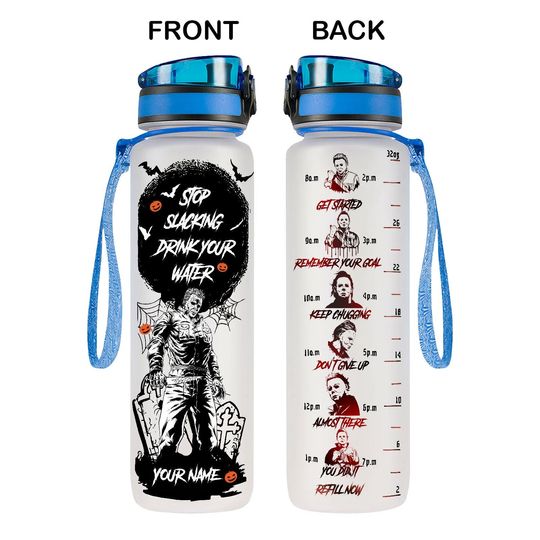 Discover Michael Myers Bottle With Time Marker, Halloween Michael Myers Water Bottle, Personalized Bottle, Trick Or Treat Bottle, Horror Bottle