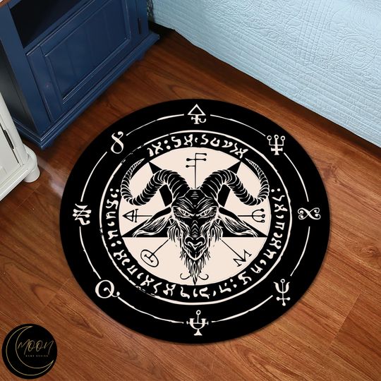 Discover Baphomet Round Rug, Satanic Pentagram Round Rug, Horror Devil Rug, Devil Board Rug, Satanic Dark Skull Rug, Goatboi Rug, Satanic Decor