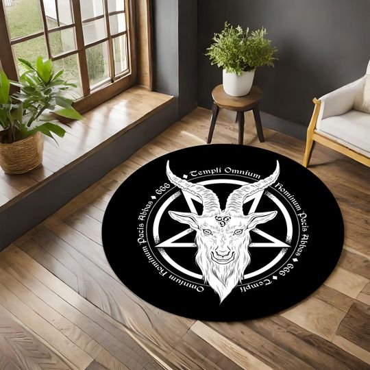 Discover Satanic Pentagram Round Rug,Satanic Dark Skull Rug,Goatboi Rug,Satanic Decor,Horror Devil Rug,Devil Board Rug,Custom Rug,Bedroom Rug,  copy