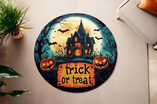 Trick or Treat Rug, Halloween Decor Rug , Trick or Treat Halloween, Halloween Rug, Scary Carpet, Funny Rug, Welcome Decor, Mirer Carpet