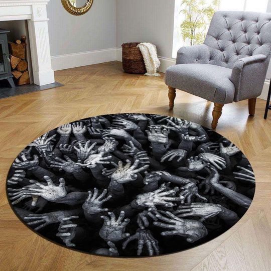 Scary Halloween Round Rug, Scary Hands Round Mat, Horror Rug, Halloween Gift Rug, Halloween Gift Rug, Halloween Round Rug, Living Room Rug