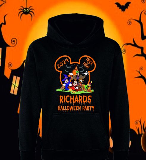 Personalised Disney Halloween Hoodie, Disneyland Halloween Trick or Treat Hoodie