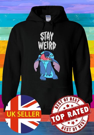 Disney Lilo and Stitch Ohana Stay Weird Lick Hoodie Sweatshirt Pullover Winter