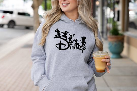 Discover Disney Characters Adult Unisex Hoodie Sweatshirt - Disney Trip Family Matching