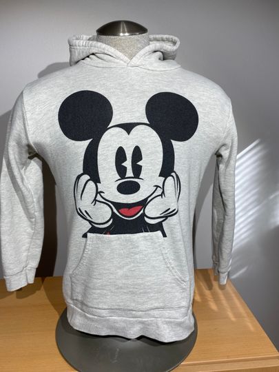 Discover Vintage 90s Mickey Mouse Disney Front and Back Graphic Medium Grey Hoodie Sweatshirt