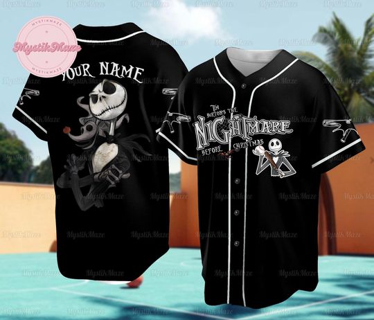 Discover Jack Skellington Jersey, Custom Jack Skellington Jersey Shirt, Nightmare Before Christmas Baseball Shirt, Trick Or Treat Shirt
