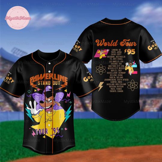 Goofy Powerline Jersey, Powerline Baseball Jersey, Goofy Baseball Shirt, Powerline Tour Shirt, Disney Goofy Jersey Shirt, Gift For Fan