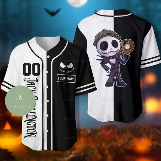 Discover Halloween Jack Skellington Jersey, Jack Jersey Shirt, Jack Skellington Shirt, Jack Skellington Gift, Horror Baseball Jersey
