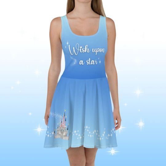 Womens Disney Dress Castle Wish upon a star Blue Disneyland Castle running dress  outfit