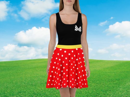 Discover Womens Minnie Mouse Dress red and black dots Classic Minnie Disney dress for adult women