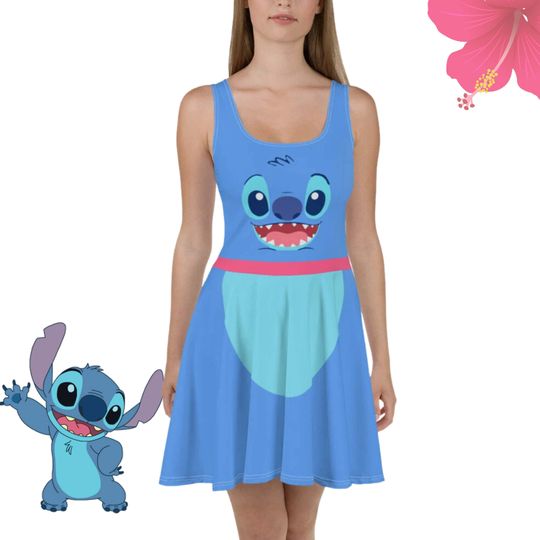 Womens Stitch inspired Dress Cosplay Disney Lilo and Stitch Hawaii Aulani outfit adult costume running dress