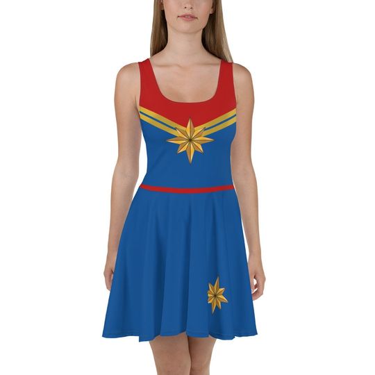 Discover Womens Dress Marvel Captain Cosplay Disney Bounding Costume