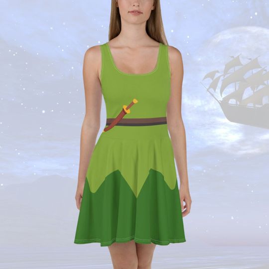 Womens Disney Peter Pan Dress Costume Disney running dress Neverland Cosplay