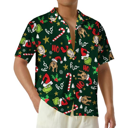 Discover Ho Ho Ho Gri.nch Cindy Lou Who Max Christmas Hawaii Shirt, Friends Xmas Button Up Shirt, Merry Gri.nchmas Short Sleeve Shirt