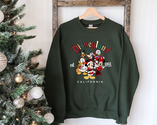 Discover Disneyland Christmas, Retro Mickey And Friends Disneyland Christmas Sweatshirt