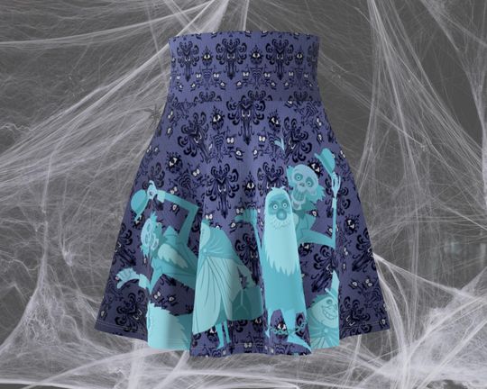 Hitch Hiking Ghosts - Haunted Mansion Wallpaper Running Skirt - Oogie Boogie Bash