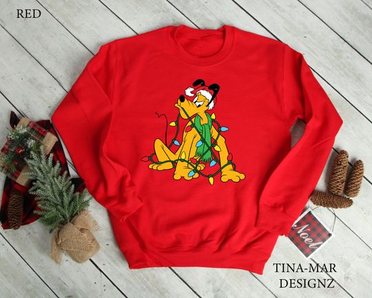 Discover Pluto Disney Christmas Light bulbs Sweatshirt\\Disney Christmas Sweatshirt