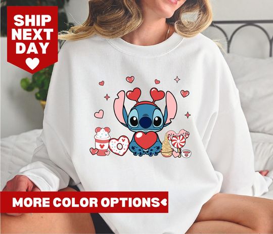Discover Stitch Valentine's Day Shirt, Disney Valentine's Day Shirt, Lilo and Stitch Sweatshirt