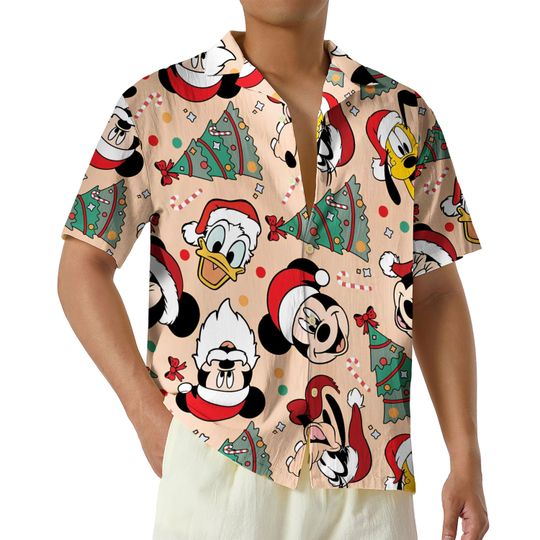 Discover Retro Disney Christmas Hawaiian Shirt, Mickey Mouse Xmas Holiday Disney Button Up Shirt, Mickey's Very Merry Christmas Party Shirt