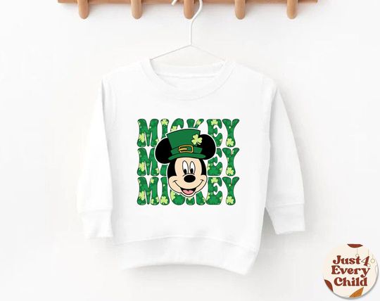 Discover Mickey Sweatshirt for St. Patrick's Day,  Kids St Patricks Day Sweatshirt