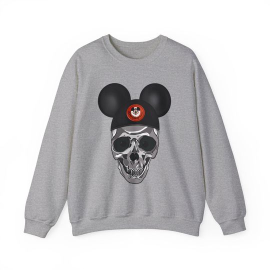 Discover Disney mickey ears hat on skull Unisex Heavy Blend Crewneck Sweatshirt, skull sweatshirt