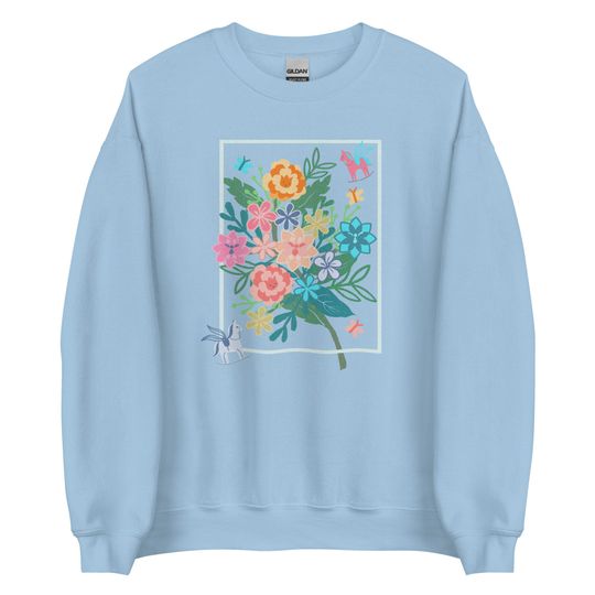 Discover Alice in Wonderland Disney Sweatshirt Flower Bouquet Sweatshirt