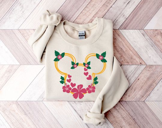 Discover Floral Mickey Sweater, Flower Mickey Head  , Disney Mickey   Hoodie