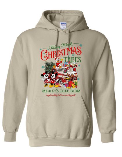 Discover Retro Disney Farm Fresh Hoodie, Mickey's Tree Farm, Mickey And Friends Christmas
