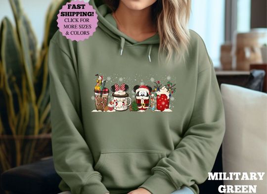 Discover Disney Mickey Minnie Pluto Christmas Coffee T-shirt, Disney Christmas coffee lover  Hoodie