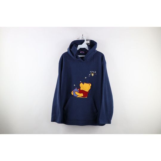 90s Disney Womens Large Faded Winnie the Pooh Fleece Hoodie Hoodie