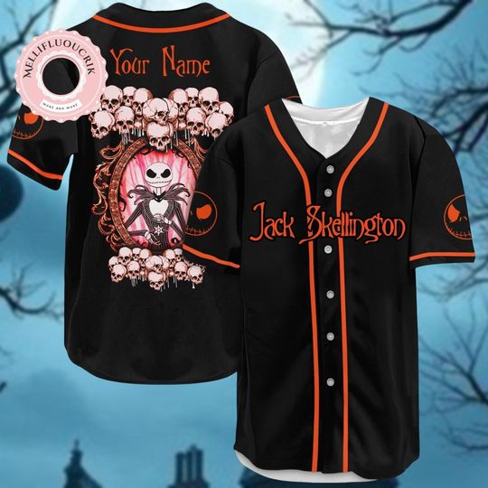 Jack Skellington Baseball Jersey, Nightmare Before Christmas Shirt, Magic Kingdom Tee, Disney Halloween Family Shirt