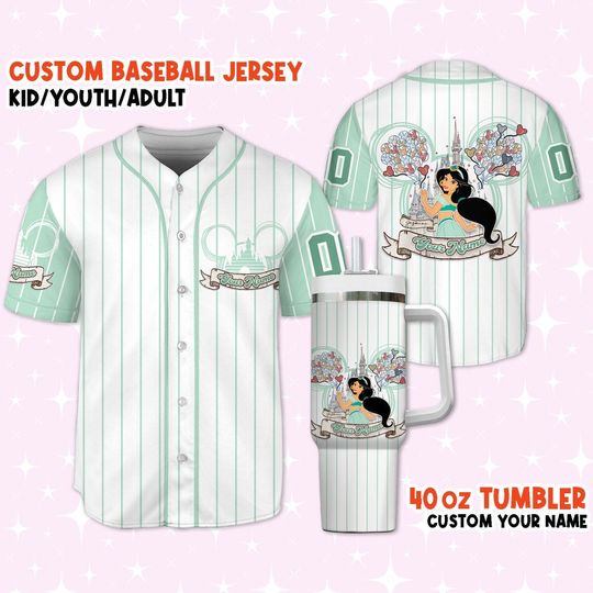 Princess Jasmine Alladin Jersey, Disney Baseball Jersey Sports, Cute Gifts For Fans Disney, Best Birthday Gift
