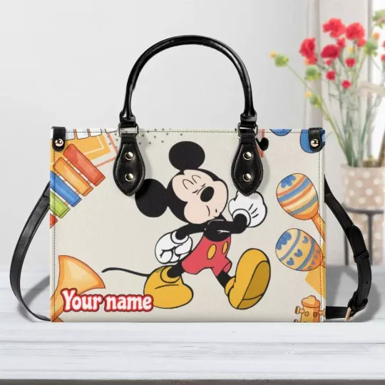 Discover Personalized Mickey Luxury Women PU Leather Handbag, Cartoon Mouse