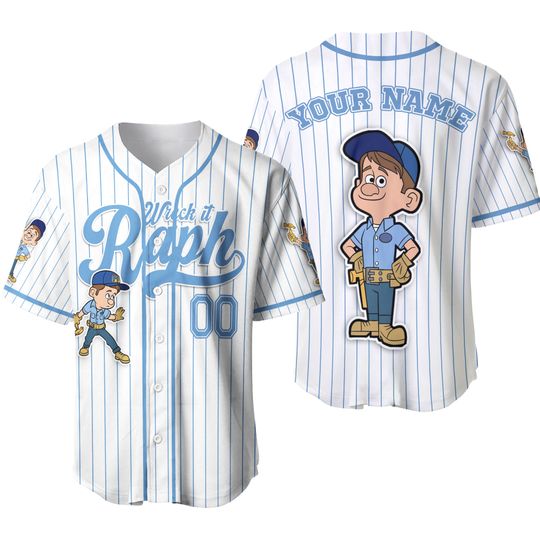 Personalized Disney Wreck it Ralph Felix Simple Stripe Baseball Jersey