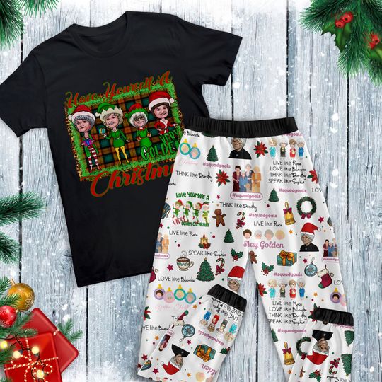 Have Yourself A Golden Christmas Pajamas Set, The Golden Girl Personalized Family Pajamas, Family Christmas Pajamas Set.