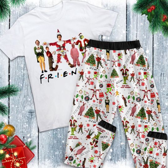 Friends Christmas Pajamas Set, Christmas Movie Home Alone Personalized Family Pajamas, Elf Buddy Family Christmas Pajamas Set.