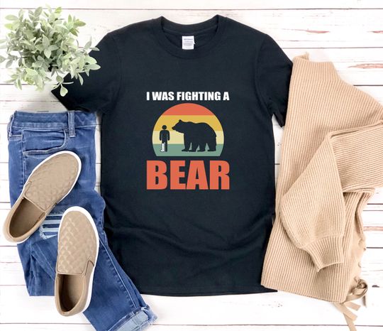 Discover I Was Fighting A Bear, Broken Bones Shirt, Injury Leg Shirt, Funny Get Well Soon Gift, Funny Broken Leg Shirt, Recovery Gifts For Men