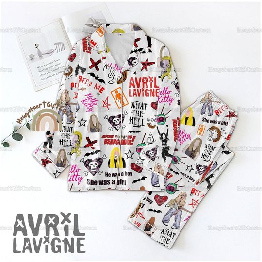Discover Avril Lavigne Pajamas, Avril Lavigne Shirt, Avril Lavigne 2024 Tour Pajamas Set, Avril Lavigne Hits Tour Shirt, Gift For Her