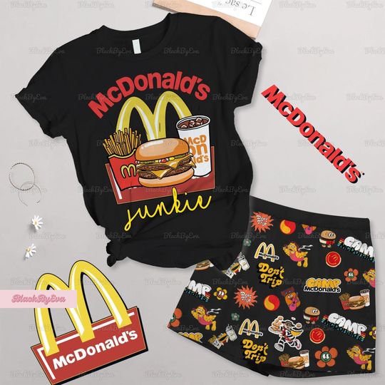 Discover Mcdonald Pajama Set, Fast Food Tshirt, Fast Food Holiday Pajamas, Mcdonald Tshirt Shorts, Fast Food Bridesmaid Pajamas, Halloween Gift